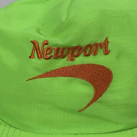 Vintage 90s Newport Cigarettes Neon Green Embroidered Snap Back Hat Cap - Picture 2 of 9